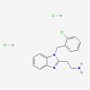 molecular formula C16H18Cl3N3 B13492846 2-{1-[(2-chlorophenyl)methyl]-1H-1,3-benzodiazol-2-yl}ethan-1-amine dihydrochloride 