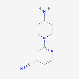 molecular formula C11H14N4 B13492896 2-(4-Amino-1-piperidyl)isonicotinonitrile 