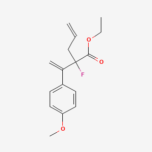 molecular formula C16H19FO3 B13492924 Ethyl 2-fluoro-2-[1-(4-methoxyphenyl)ethenyl]pent-4-enoate 