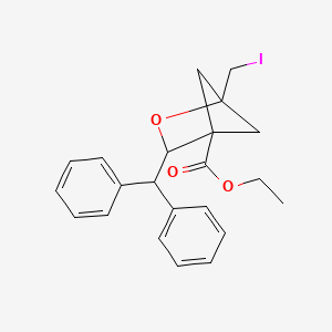 molecular formula C22H23IO3 B13492964 Ethyl 3-(diphenylmethyl)-1-(iodomethyl)-2-oxabicyclo[2.1.1]hexane-4-carboxylate 