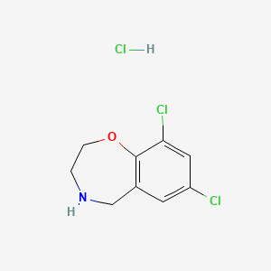 molecular formula C9H10Cl3NO B13493084 7,9-Dichloro-2,3,4,5-tetrahydro-1,4-benzoxazepine hydrochloride 