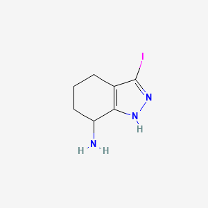 molecular formula C7H10IN3 B13493180 3-iodo-4,5,6,7-tetrahydro-1H-indazol-7-amine 