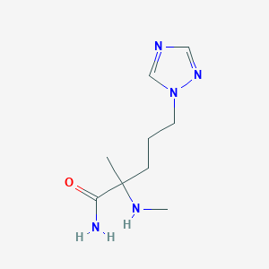 molecular formula C9H17N5O B13493427 2-Methyl-2-(methylamino)-5-(1h-1,2,4-triazol-1-yl)pentanamide 