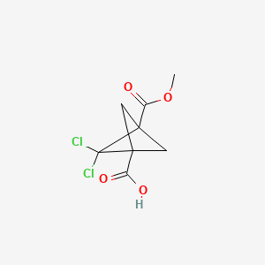 molecular formula C8H8Cl2O4 B13493480 2,2-Dichloro-3-(methoxycarbonyl)bicyclo[1.1.1]pentane-1-carboxylic acid 