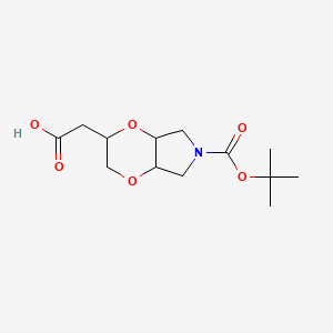 molecular formula C13H21NO6 B13493513 2-{6-[(tert-butoxy)carbonyl]-hexahydro-2H-[1,4]dioxino[2,3-c]pyrrol-2-yl}acetic acid, Mixture of diastereomers 