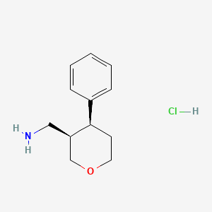 molecular formula C12H18ClNO B13493550 rac-1-[(3R,4S)-4-phenyloxan-3-yl]methanamine hydrochloride, cis 