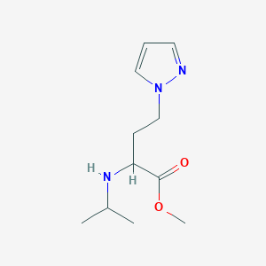 molecular formula C11H19N3O2 B13493610 Methyl 2-(isopropylamino)-4-(1h-pyrazol-1-yl)butanoate 