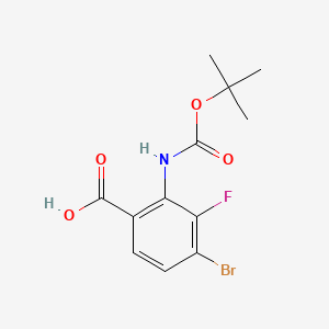 molecular formula C12H13BrFNO4 B13493634 4-Bromo-2-((tert-butoxycarbonyl)amino)-3-fluorobenzoic acid 