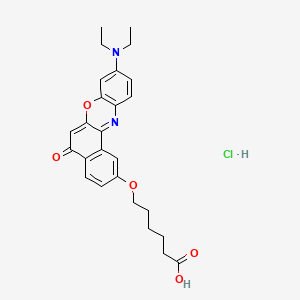 molecular formula C26H29ClN2O5 B13493833 6-{[8-(diethylamino)-12-oxo-12H-10-oxa-5-azatetraphen-3-yl]oxy}hexanoic acid hydrochloride 