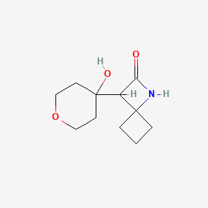 molecular formula C11H17NO3 B13493902 3-(4-Hydroxyoxan-4-yl)-1-azaspiro[3.3]heptan-2-one 