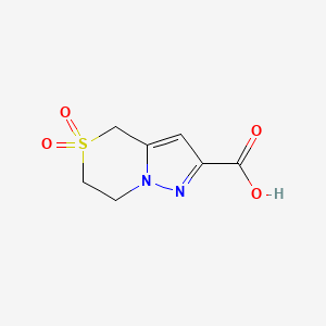 molecular formula C7H8N2O4S B13493990 5,5-dioxo-6,7-dihydro-4H-pyrazolo[5,1-c][1,4]thiazine-2-carboxylic acid 