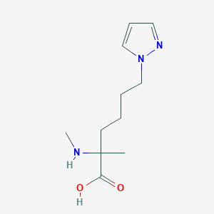 molecular formula C11H19N3O2 B13494058 2-Methyl-2-(methylamino)-6-(1h-pyrazol-1-yl)hexanoic acid 