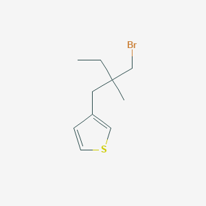 molecular formula C10H15BrS B13494130 3-(2-(Bromomethyl)-2-methylbutyl)thiophene 