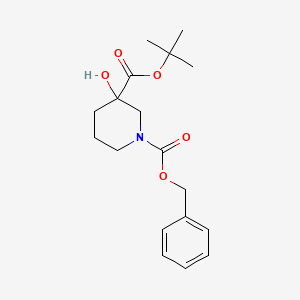 molecular formula C18H25NO5 B13494183 1-Benzyl 3-tert-butyl 3-hydroxypiperidine-1,3-dicarboxylate 