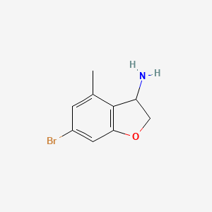 molecular formula C9H10BrNO B13494205 6-Bromo-2,3-dihydro-4-methyl-3-benzofuranamine 