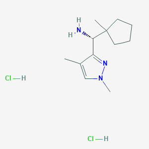 (1R)-1-(1,4-dimethyl-1H-pyrazol-3-yl)-1-(1-methylcyclopentyl)methanamine dihydrochloride