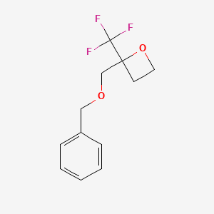 molecular formula C12H13F3O2 B13494280 2-[(Benzyloxy)methyl]-2-(trifluoromethyl)oxetane 