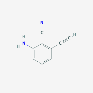 molecular formula C9H6N2 B13494283 2-Amino-6-ethynylbenzonitrile 