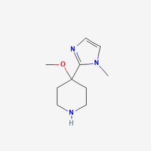 molecular formula C10H17N3O B13494358 4-methoxy-4-(1-methyl-1H-imidazol-2-yl)piperidine 