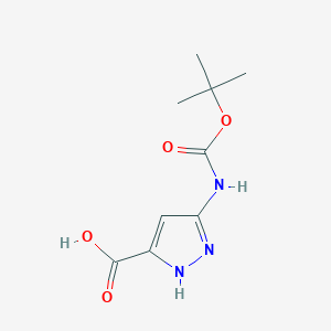 molecular formula C9H13N3O4 B13494389 3-{[(tert-butoxy)carbonyl]amino}-1H-pyrazole-5-carboxylic acid 