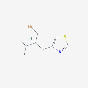 molecular formula C9H14BrNS B13494408 4-(2-(Bromomethyl)-3-methylbutyl)thiazole 