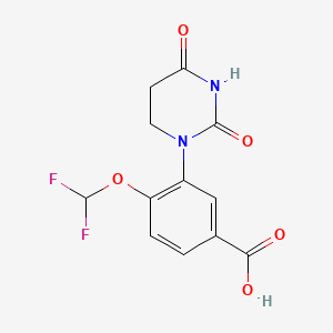 molecular formula C12H10F2N2O5 B13494585 4-(Difluoromethoxy)-3-(2,4-dioxohexahydropyrimidin-1-yl)benzoic acid 