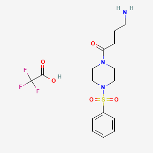 4-Amino-1-[4-(benzenesulfonyl)piperazin-1-yl]butan-1-one;2,2,2-trifluoroacetic acid