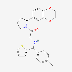 1-[2-(2,3-Dihydro-1,4-benzodioxin-6-yl)pyrrolidin-1-yl]-2-{[(4-methylphenyl)(thiophen-2-yl)methyl]amino}ethan-1-one