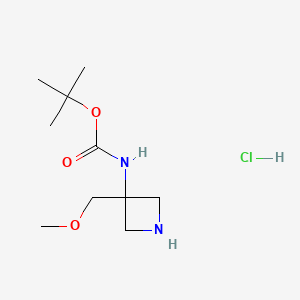 molecular formula C10H21ClN2O3 B13495587 tert-butyl N-[3-(methoxymethyl)azetidin-3-yl]carbamate hydrochloride 