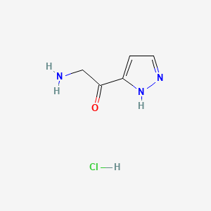 molecular formula C5H8ClN3O B13495602 2-amino-1-(1H-pyrazol-5-yl)ethan-1-one hydrochloride 