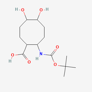 molecular formula C14H25NO6 B13495752 2-((tert-Butoxycarbonyl)amino)-5,6-dihydroxycyclooctane-1-carboxylic acid 