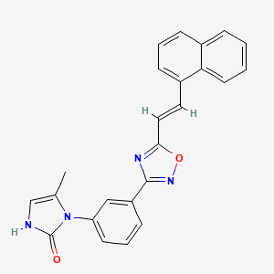 molecular formula C24H18N4O2 B13496410 5-methyl-1-(3-{5-[2-(naphthalen-1-yl)ethenyl]-1,2,4-oxadiazol-3-yl}phenyl)-2,3-dihydro-1H-imidazol-2-one 