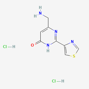 molecular formula C8H10Cl2N4OS B13496472 6-(Aminomethyl)-2-(1,3-thiazol-4-yl)-3,4-dihydropyrimidin-4-one dihydrochloride 