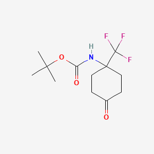 molecular formula C12H18F3NO3 B13496617 tert-butyl N-[4-oxo-1-(trifluoromethyl)cyclohexyl]carbamate 