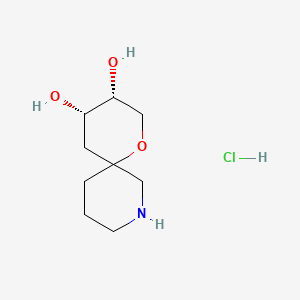 molecular formula C9H18ClNO3 B13496628 rac-(3R,4S)-1-oxa-8-azaspiro[5.5]undecane-3,4-diol hydrochloride 