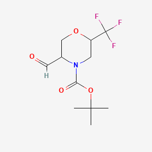 molecular formula C11H16F3NO4 B13496721 Tert-butyl 5-formyl-2-(trifluoromethyl)morpholine-4-carboxylate 