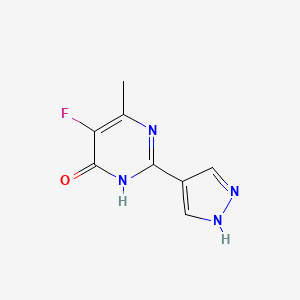 molecular formula C8H7FN4O B13496819 5-fluoro-6-methyl-2-(1H-pyrazol-4-yl)-3,4-dihydropyrimidin-4-one 