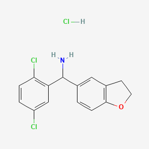 molecular formula C15H14Cl3NO B13496895 1-(2,5-Dichlorophenyl)-1-(2,3-dihydro-1-benzofuran-5-yl)methanamine hydrochloride 