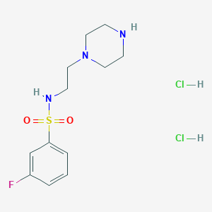 molecular formula C12H20Cl2FN3O2S B13497242 3-fluoro-N-[2-(piperazin-1-yl)ethyl]benzene-1-sulfonamide dihydrochloride 