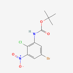 molecular formula C11H12BrClN2O4 B13497756 tert-butyl N-(5-bromo-2-chloro-3-nitrophenyl)carbamate 