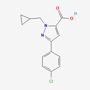 molecular formula C14H13ClN2O2 B13497794 3-(4-chlorophenyl)-1-(cyclopropylmethyl)-1H-pyrazole-5-carboxylic acid 