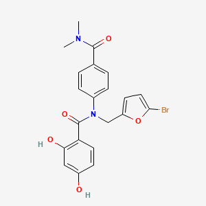 molecular formula C21H19BrN2O5 B13498078 N-[(5-bromofuran-2-yl)methyl]-N-[4-(dimethylcarbamoyl)phenyl]-2,4-dihydroxybenzamide 