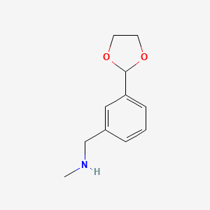 molecular formula C11H15NO2 B13498183 N-[3-(1,3-Dioxolan-2-YL)benzyl]-N-methylamine 