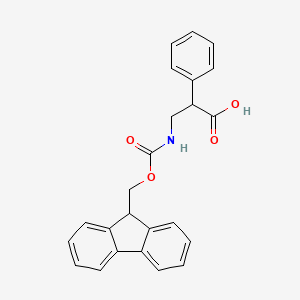 molecular formula C24H21NO4 B1349864 3-(9H-fluoren-9-ylmethoxycarbonylamino)-2-phenylpropanoic acid CAS No. 683217-60-9