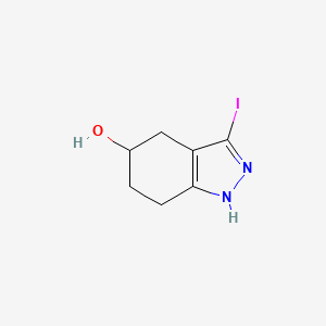 molecular formula C7H9IN2O B13499278 3-iodo-4,5,6,7-tetrahydro-1H-indazol-5-ol 