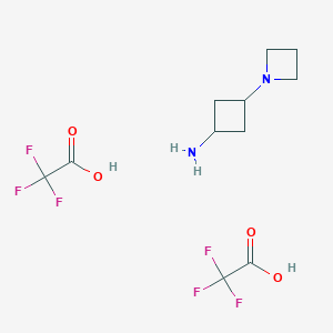 molecular formula C11H16F6N2O4 B13499531 3-(Azetidin-1-yl)cyclobutan-1-amine, bis(trifluoroacetic acid) 