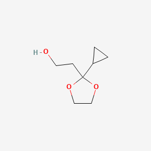 molecular formula C8H14O3 B13499660 2-(2-Cyclopropyl-1,3-dioxolan-2-yl)ethan-1-ol 