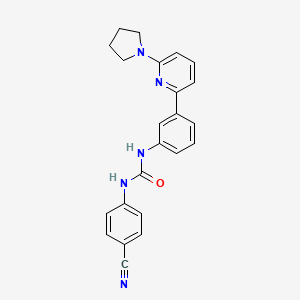 molecular formula C23H21N5O B13499732 1-(4-Cyanophenyl)-3-(3-(6-(pyrrolidin-1-yl)pyridin-2-yl)phenyl)urea 