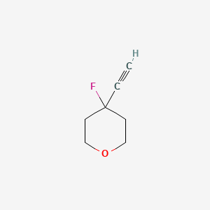 molecular formula C7H9FO B13499974 4-Ethynyl-4-fluorooxane 