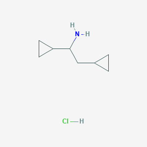 molecular formula C8H16ClN B13500056 1,2-Dicyclopropylethan-1-amine hydrochloride 